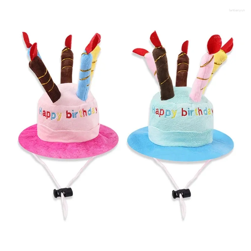 Vêtements de chien 587C pour chapeau de gâteau d'anniversaire de chat avec des bougies colorées décorations de fournitures de fête