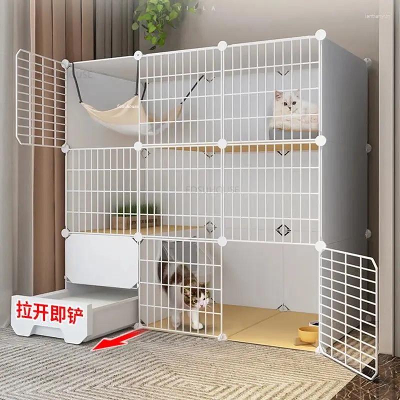 Trasportini per gatti Gabbie per esterni Villa di lusso Struttura per arrampicata Cage House Forniture per interni Spazio libero di grandi dimensioni Cane a tre strati