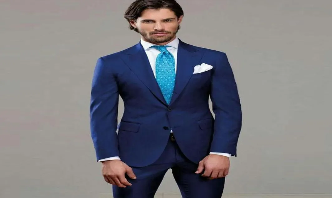 Peaked Design Błękitne garnitury dla biznesu stroju stroju groom ślub smoking 2 -ROUNGSMENS ZATRZYMAJ MAN MAN COURT Blazer Costume Homme Terno5620641