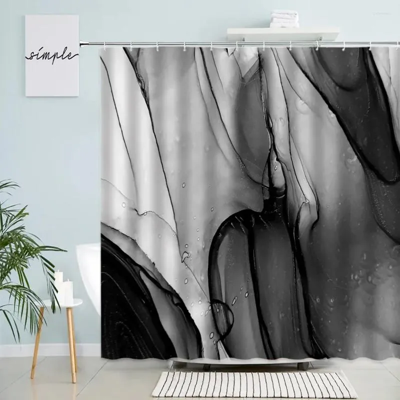 Rideaux de douche abstrait marbre créatif géométrique ligne noire gris ombre rideau de bain moderne tissu imprimé maison salle de bain décor ensemble