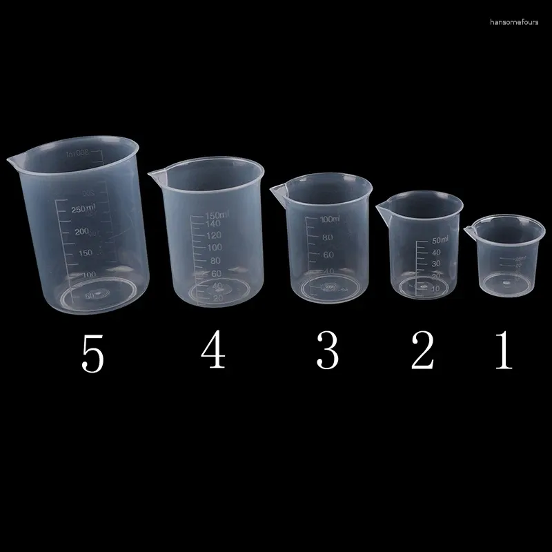 Outils de mesure 2 pièces tasse de bécher volumétrique en plastique de laboratoire de cuisine transparente