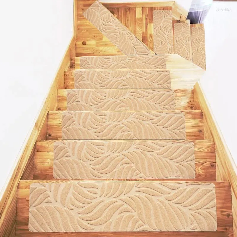 Tapis 20cmx76cm Tapis d'escalier doux Variété Modèle Auto-adhésif Antidérapant Absorption d'eau Tapis de protection de tapis de protection