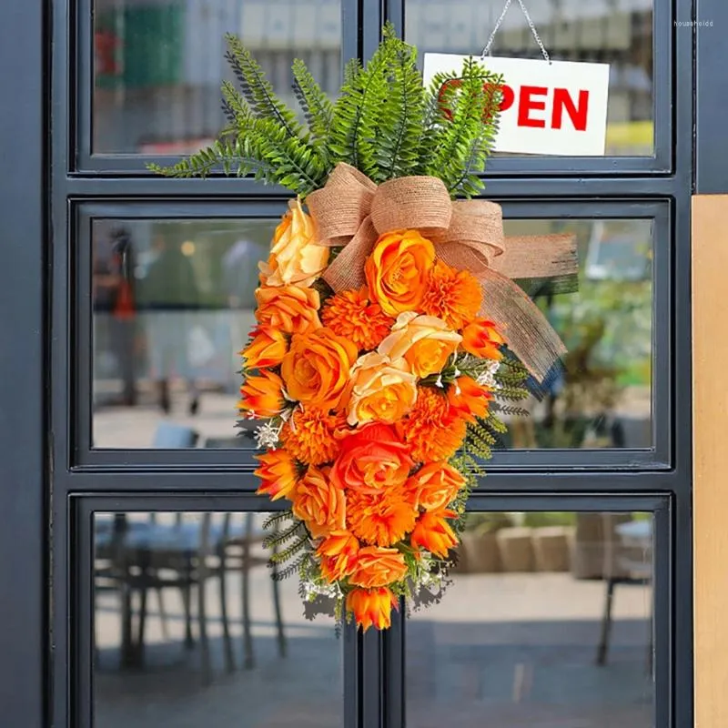 Couronne de fleurs décoratives, thème de pâques, carotte, arbre à l'envers, fournitures de Simulation de jardin extérieur pour porte fenêtre