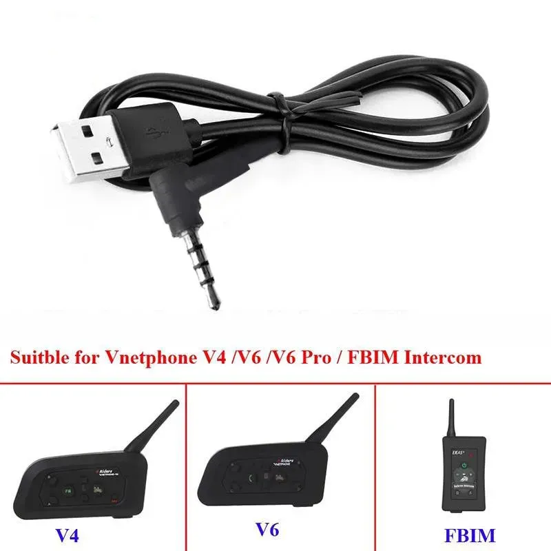 Helm intercom accessoires USB laadkabel voor eJeas vNetPhone V6 V4 V4C V6C V6 Pro FBIM Motorcycle helm intercom headset