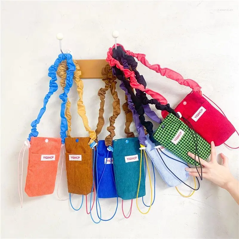 Storage Bags Mini Shoulder Bag Children Weaving Messenger Handbags Girls Corduroy Handmade Purse Coin