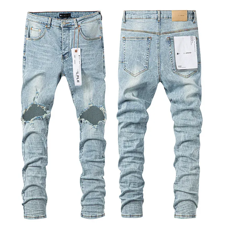 Jeans de marque violet tendance hip-hop trou personnalité hip-hop américain pantalon élégant et slim