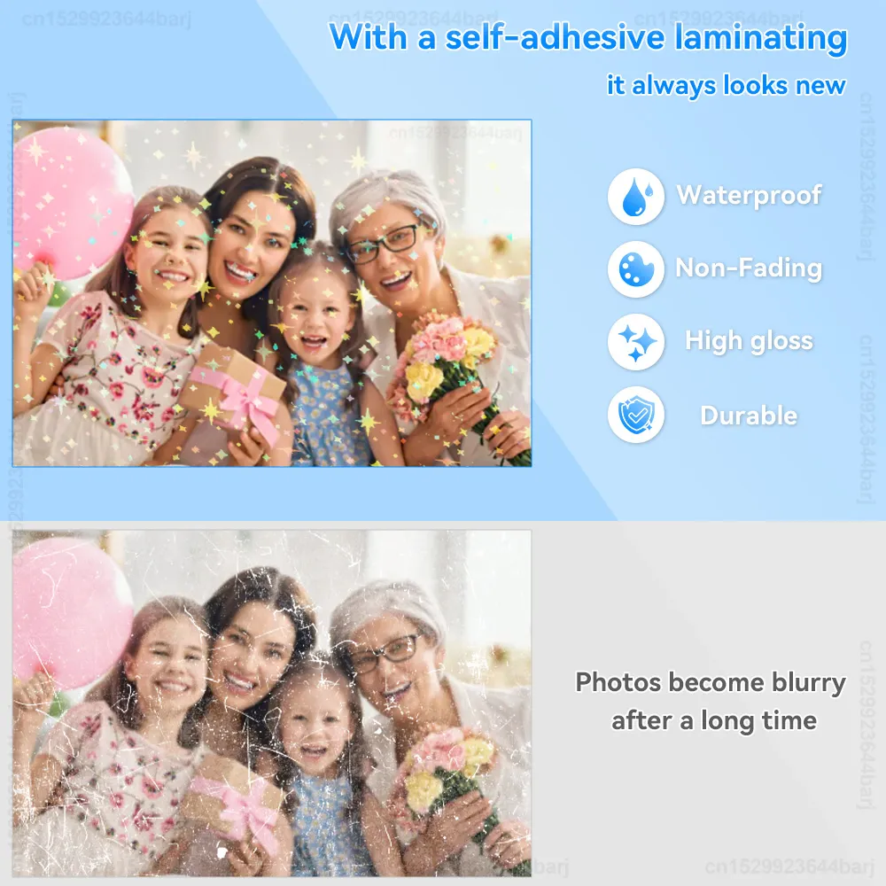 Waterproof 10 Sheets Cold Laminating Flim A4 Broken Glass Shiny Dots Stars Paper Flim DIY Package Card Photo Holographic Film