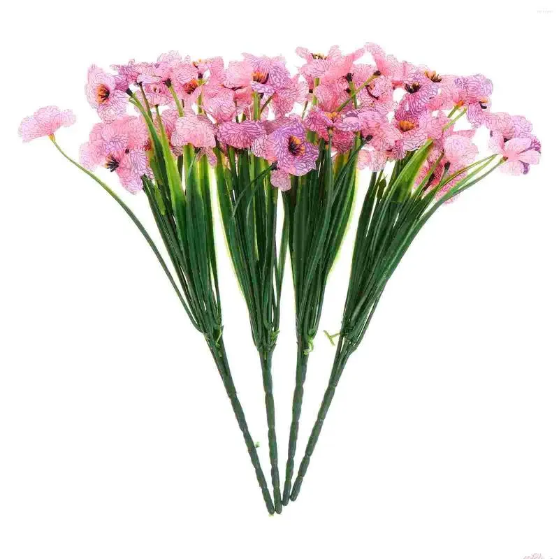 Fleurs décoratives Couronnes Fleur Artificielle Fausse Tige Violet Bouquet De Mariage Faux Vase Soie Plastique Violettes Branche Florale Centerp Dhfha