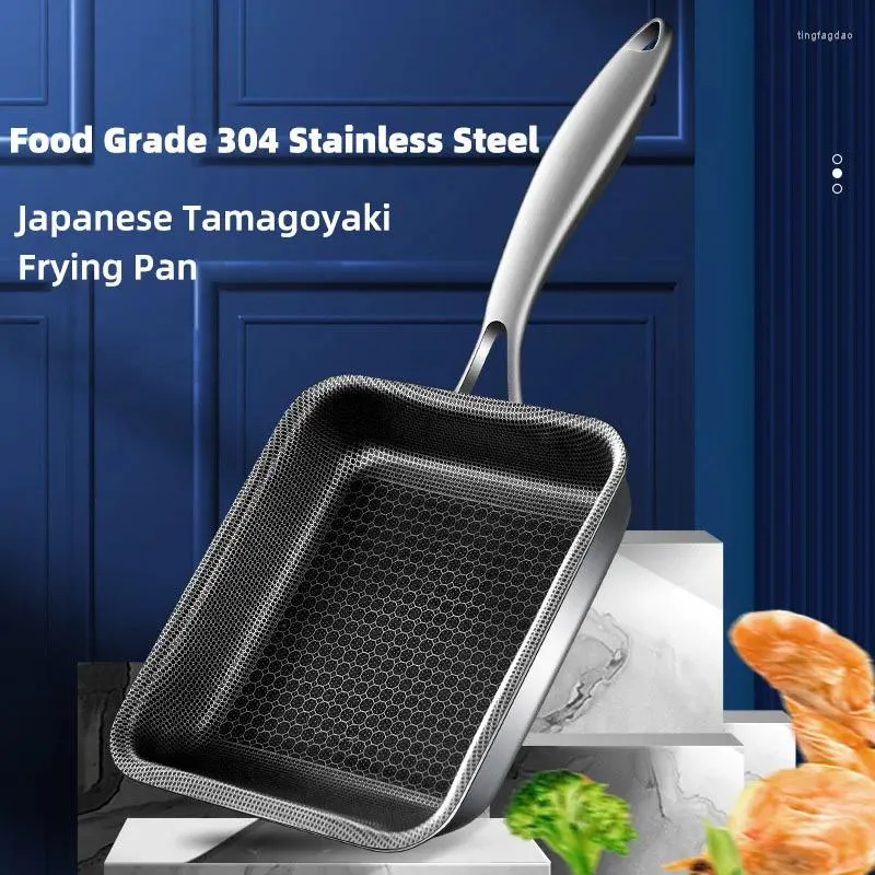 Pans Stainless Steel Tamagoyaki Fry Pan Okja Roasting Multipurpose Sandwich Egg Roll Pancake Steak Breakfast Square