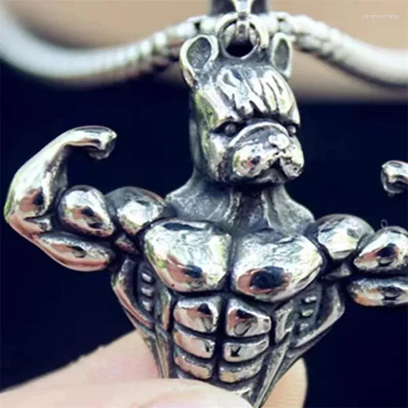 Pendant Necklaces 1 Pack Simple Domineering Retro Solid Dog Head Muscle Man Men Necklace Hip Hop Trend Sports Party Jewelry Wholesale