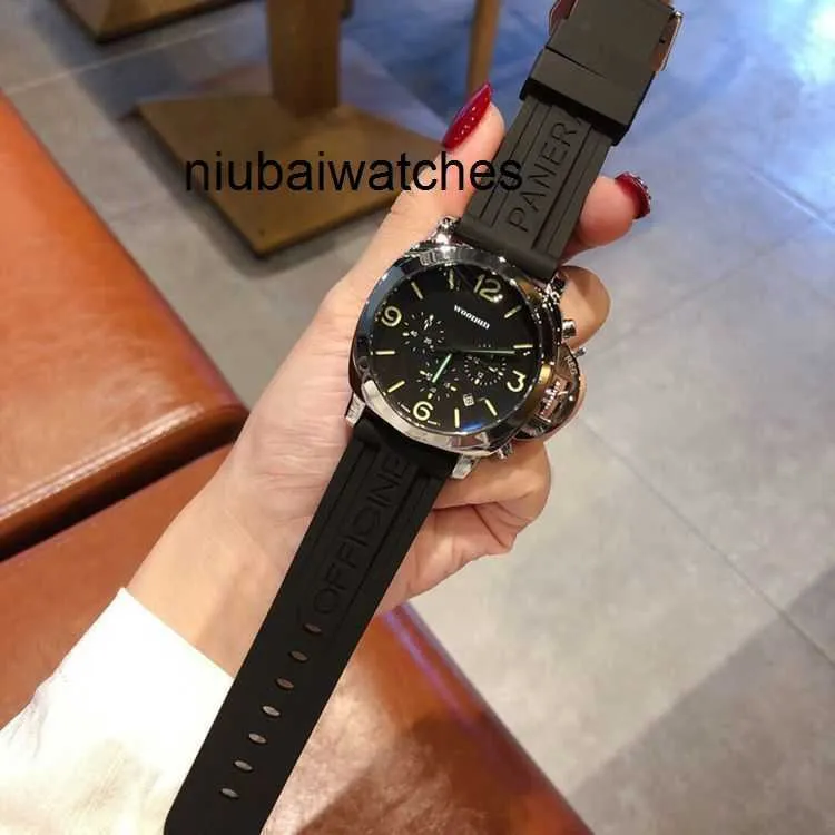 Horloges Designer Mens Fashion voor mechanische netred dezelfde grote wijzerplaat draaiende tweede timing functie riem tape Italië sport polshorloge -stijl