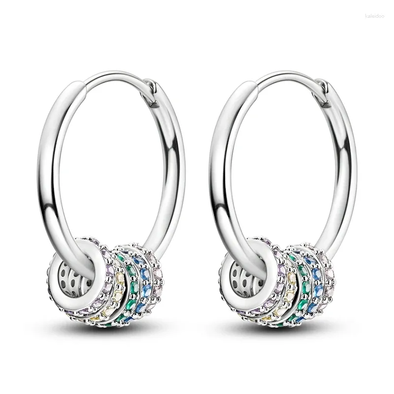 Hoop Earrings Sparkling S925 Sterling Silver Glossy Colored Five Ring For High-end Women's Professional Wear Accessories