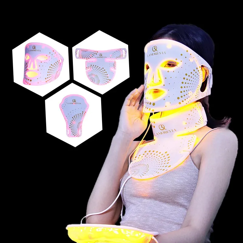 Lamorevia Portable Skin Rejuvenation PDT PON 7 Color Light Therapy LED FACIAL MASKS skönhet mjuk rynka akne borttagning mask 240318