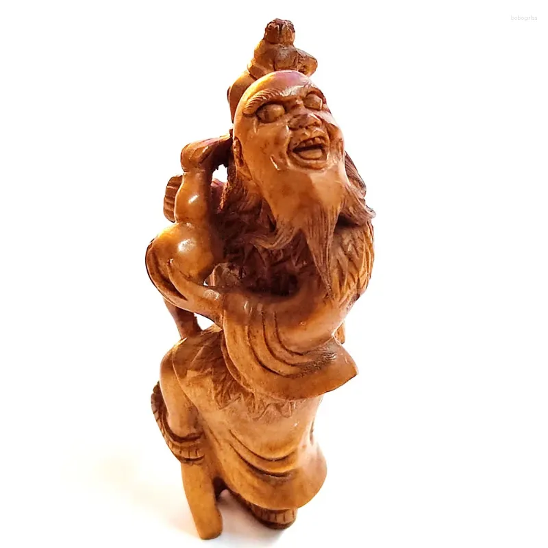 装飾的な置物Y8767-2 "素敵な手彫りのボックスウッドNetsuke Immortal Man