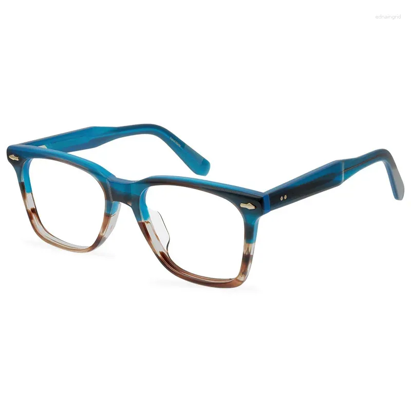 Okulary przeciwsłoneczne ramy INS MARKA FASHICAL Square Patchwork Niebieskie szklanki Ramka dla mężczyzn ręcznie wykonane okulary octanowe odcienie w stylu ulicy