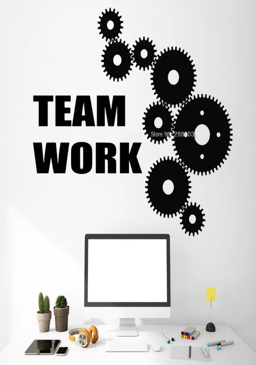 Gearwheel Team Work Murals Office Wall Decal Poster Working Room Background Decor Art Vinyl Sticker Wallpapers Removable5750874