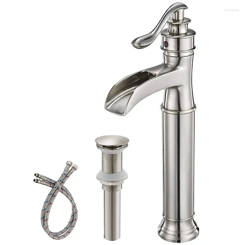 Bathroom Sink Faucets Waterfall Vessel Faucet Single Handle One Hole Deck Mount With Up Drain Hose