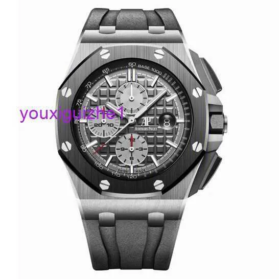 Diving AP Wrist Watch Royal Oak Offshore Series 26470IO Elephant Grey Titanium Alloy Back Transparent Male Timing Fashion Leisure Business Sports Machinery Watch