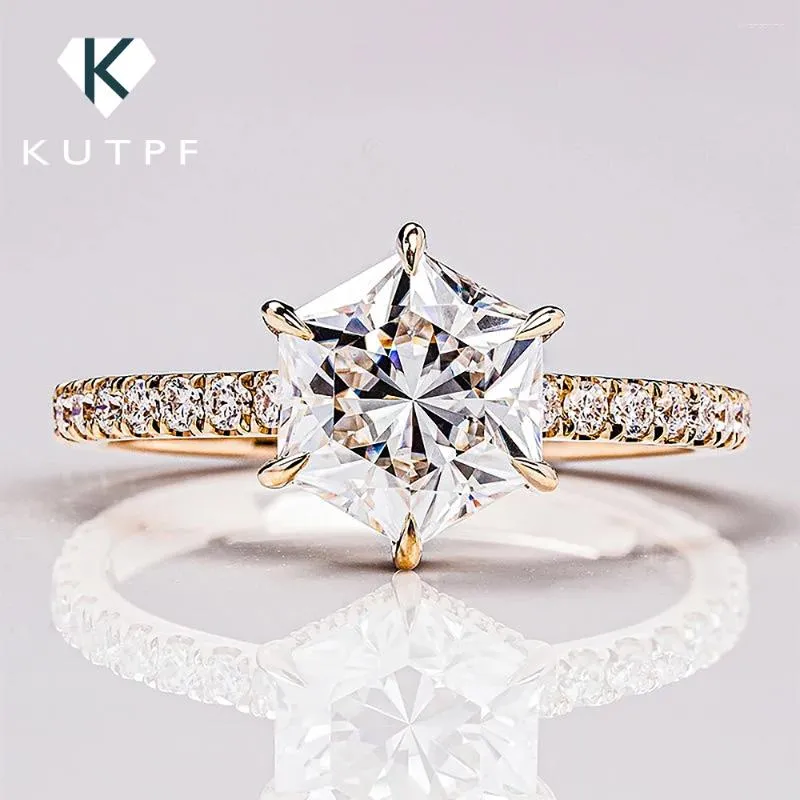 Anéis de cluster 7mm todo o anel de noivado de moissanite com certificado D cor hexagonal diamante promessa 925 prata casamento banda para mulheres