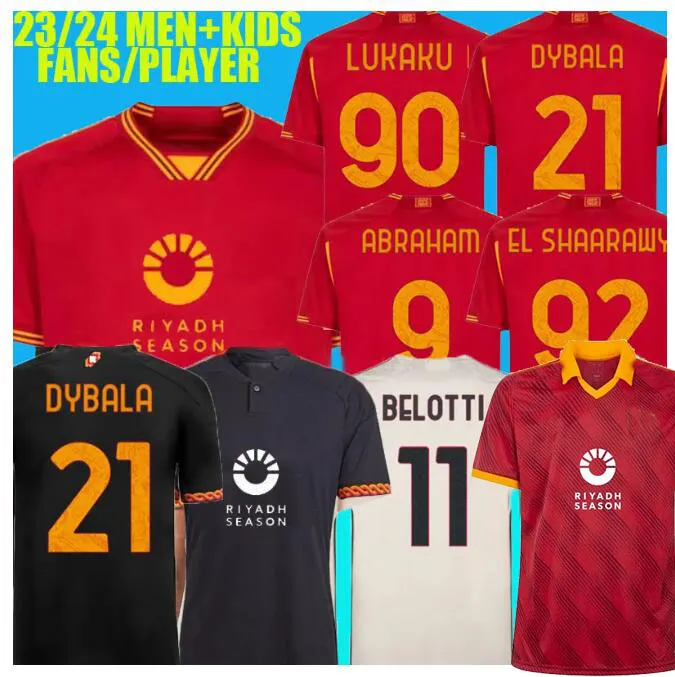 23 24 DYBALA LUKAKU Camisas de futebol AZMOUN NDIKA terceiro afastado Maglia Pellegrini ASR Origins Abraham 2024 Roma Camisas de futebol quarto kit infantil EL SHAARAWY Uniforme