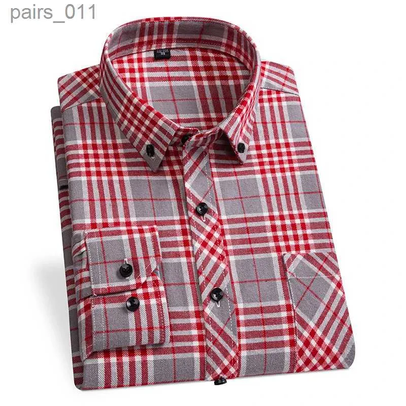 Chemises décontractées masculines Nouvelles chemises à carreaux en flanelle en coton pour hommes Automne Hiver Fashion S-6xl Asie Taille régulière Soft Daily Casual Shirts Vêtements 240402