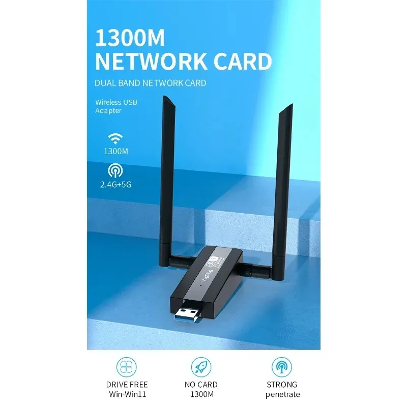 1800MBPS WIFI 6 USB 3.0 ADAPTER 802.11AX 2.4G/5GHZ WIFI6 DONGLE Network Card RTL8832AU Support Win 10/11 للكمبيوتر الشخصي