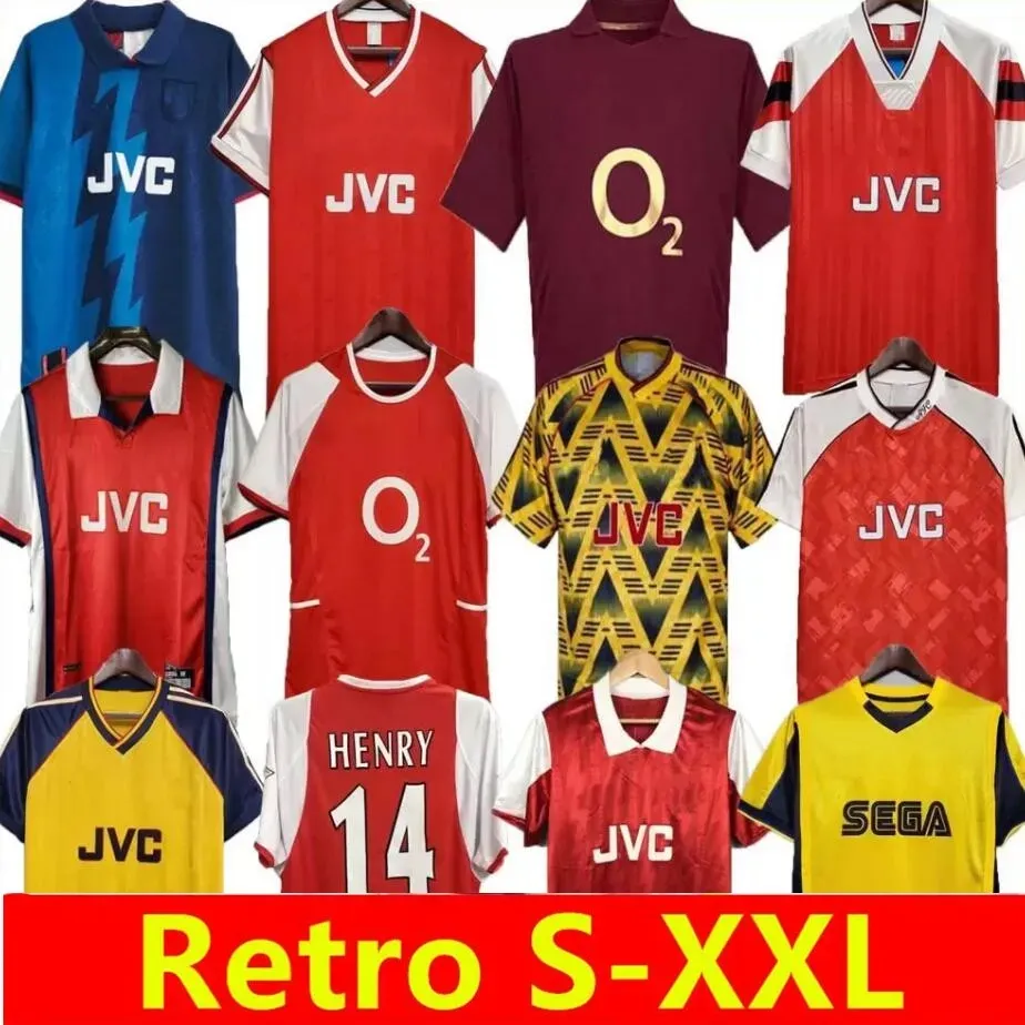 Gunners Henry Retro Soccer Jerseys Highbury Pires 2004 02 03 05 06 92 93 94 95 96 98 99 Bergkamp Adams Persie Galla V. Persie 88 89 90 Vintage Classic Football Shirts