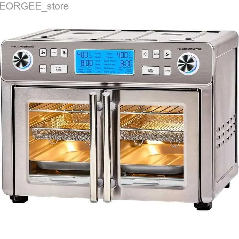 FRYER AIR EMERIL LAGASSE Dual Zona 360 Combinazione da forno a frigorifera con porta francese 25 Qt Super Grande Famiglia Famiglia Pasto può essere servito in Y240402