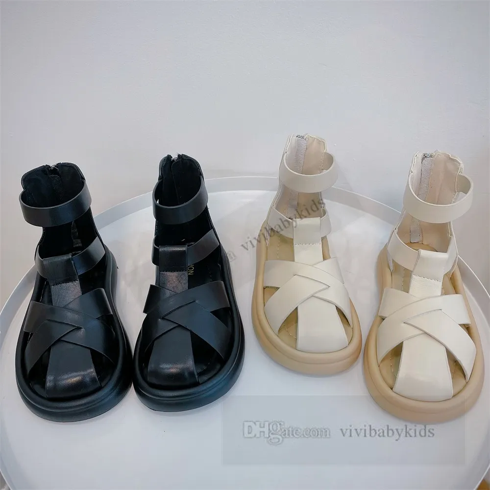 Sandalias de gladiador de tejido hueco para niños, zapatos de princesa de playa antideslizantes con fondo suave para niñas de verano, sandalias romanas de moda para niñas Z7455