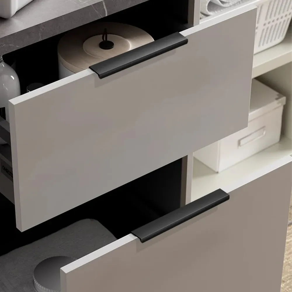 Aluminum Hidden Handles for Furniture Black Silver Gold Kitchen Cabinet Handles Closet Cupboard Door Handle Dresser Drawer Knob