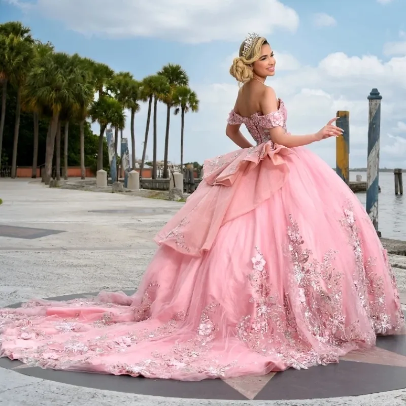 Luxurious Pink Princess Dress Sweet 16 Dress,Pink Ball Gown Y1405