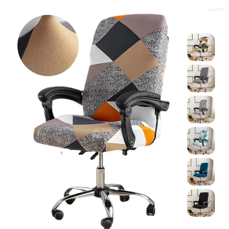 Chair Covers Geometric Office Cover Prints Elastic Spandex Rotating Gaming Slipcovers Stretch Computer Study Desk Seat Case