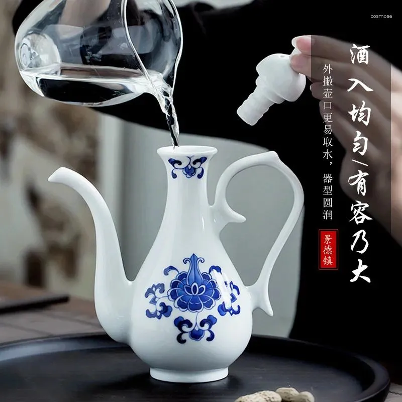 TeAware Setleri Jingdezhen El boyaması Porselen Şarap Potu Likör Bölücü Çin Seramik Beyaz Kupa Cam Takım Ev Isınma Gemisi