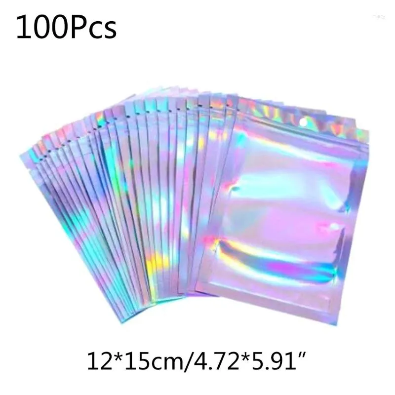 Depolama çantaları 100pcs yarı saydam holografik çanta Noel hediye paketleme çorapları seksi iç çamaşırı eldiven kozmetik