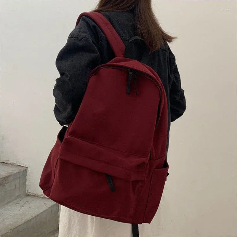 Sacs d'école sacs à dos femmes solide noir grande capacité sac à dos tendance Harajuku décontracté fermeture éclair sac étanche étudiants Style japonais