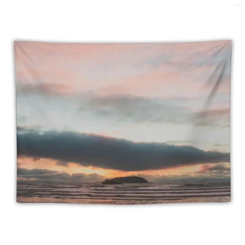 Gobeliny tofino British Columbia | Chesterman Beach Landscape Po Print Tapestry Tapeta sypialnia