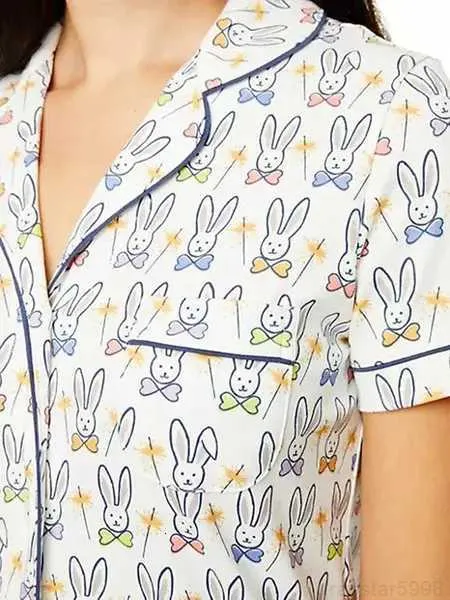 Designer Women Cute Roller Rabbit Dwuczęściowe spodnie piżama Y2K Monkey Prefabrykowane druk 2-częściowy zestaw piżamowy Koszula z krótkim rękawem PJ Krótkie szorty KT0LN5