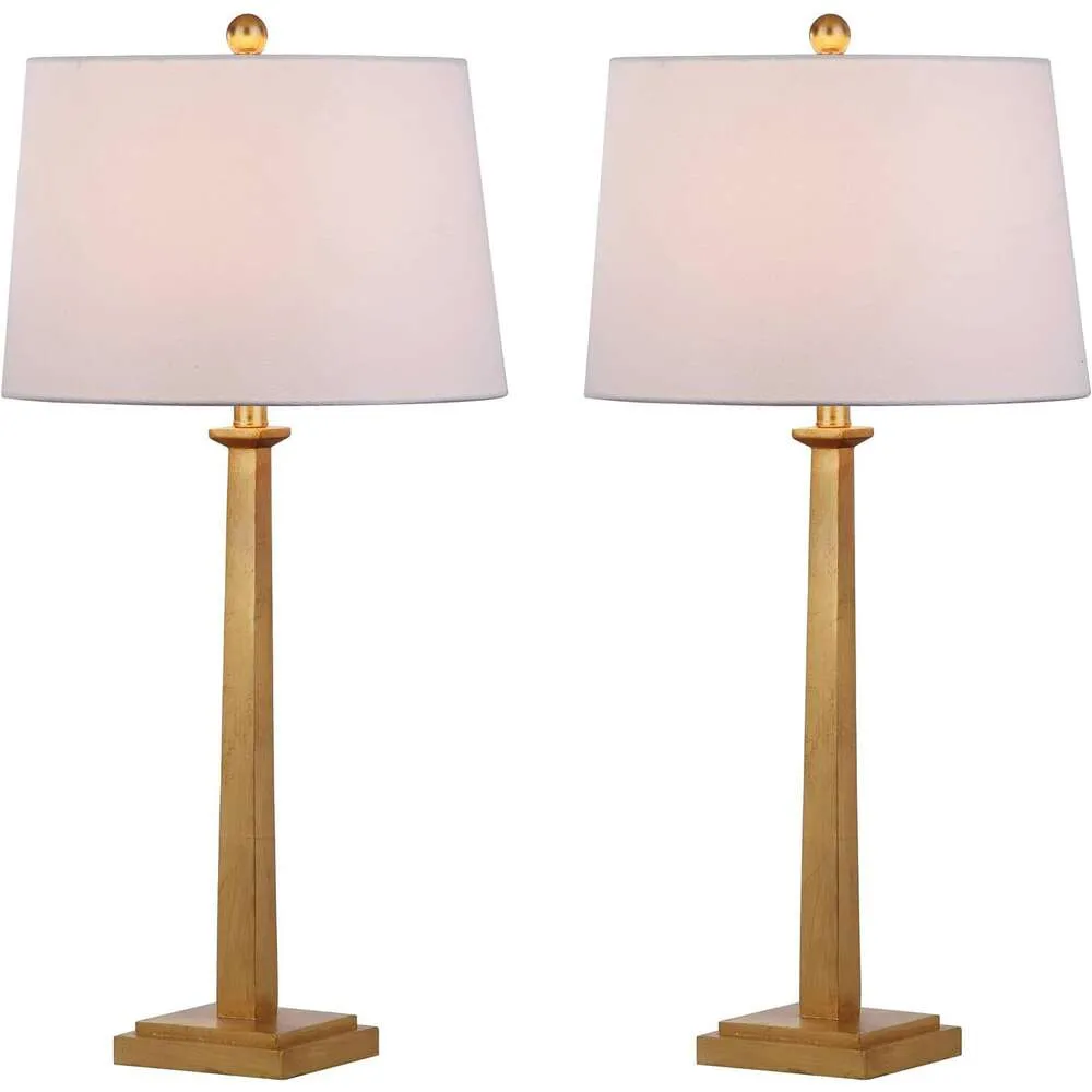 SAFAVIEH Lighting Collection Andino Gold 32-inch Table Lamp Set of 2 - Perfect for Bedroom, Living Room, Home Office - Includes LED Bulbs