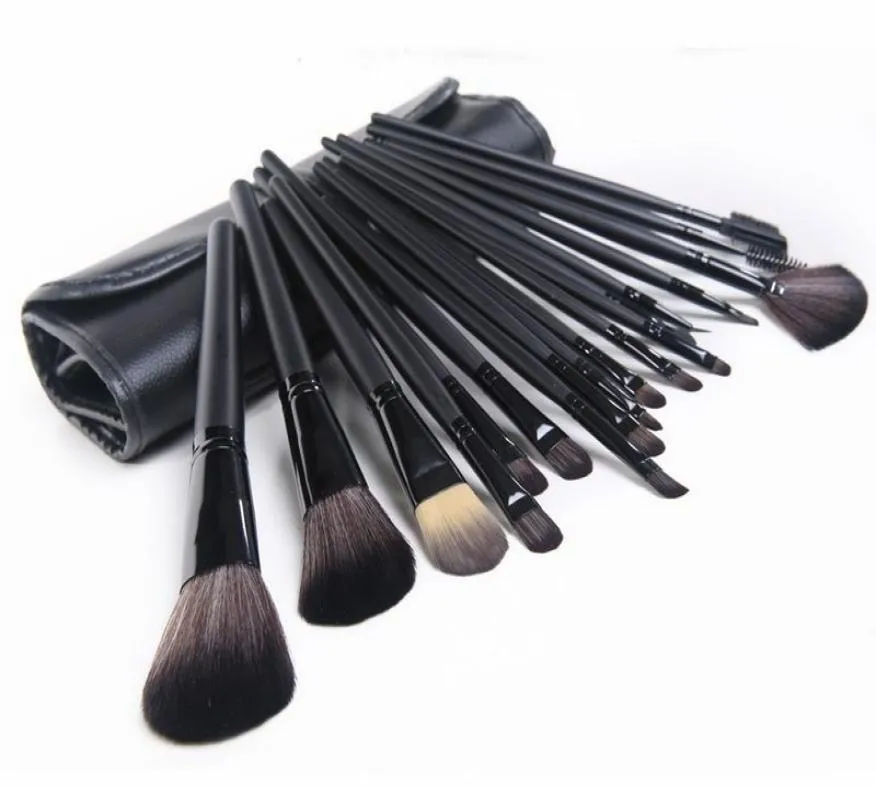 BlackBrown poignée 18 pièces ensemble de pinceaux de maquillage professionnel ensemble de pinceaux cosmétiques Kit d'outils étui enroulable DHL1264723