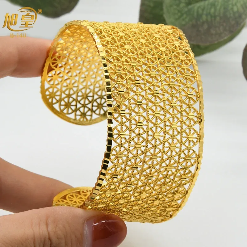 Bangles XUHUANG 2 pièces/ensemble Dubai manchette bracelets pour femmes luxe plaqué or bijoux africain nigérian mariée mariage Bracelet bijoux cadeau