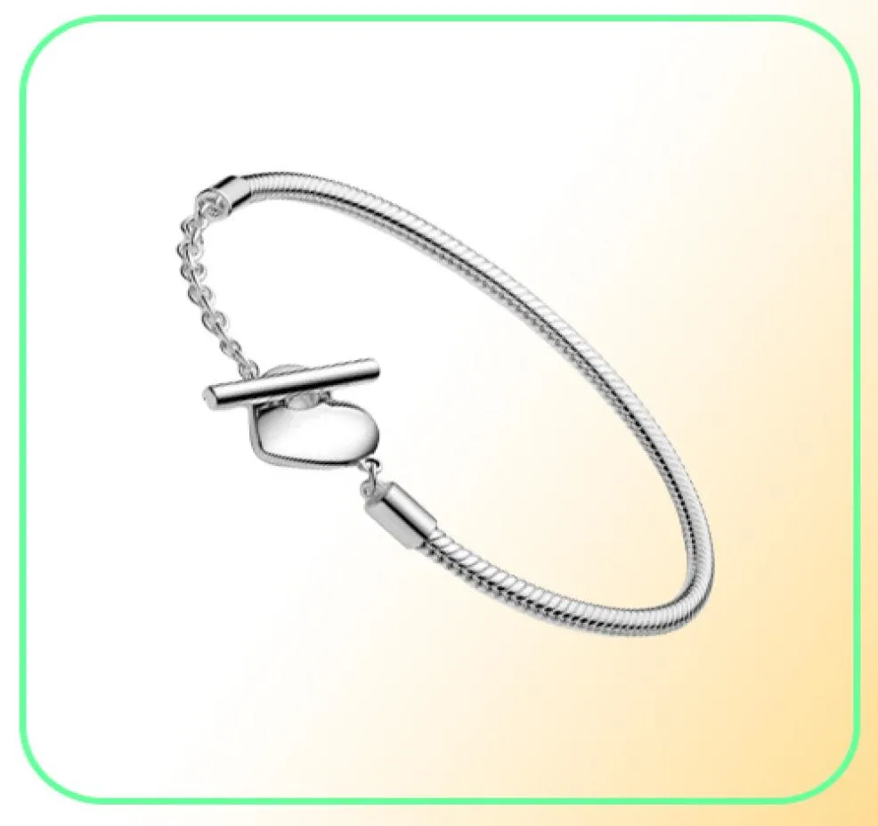 Designer Jewelry 925 Silver Bracelet Charm Bead fit Moments Heart T-Bar Chain Slide Bracelets Beads European Style Charms Beaded Murano1759907