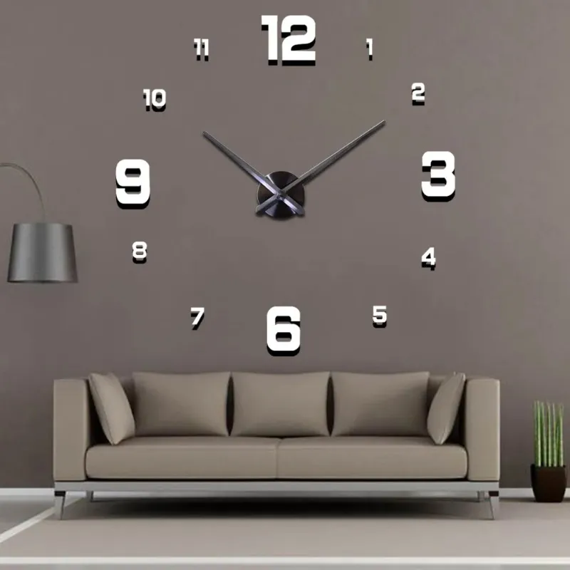 2024 Modern Tasarım Büyük Duvar Saati 3D Diy Kuvars Moda Saatleri Akrilik Ayna Çıkartmaları Oturma Odası Ev Dekoru Horloge - Modern için