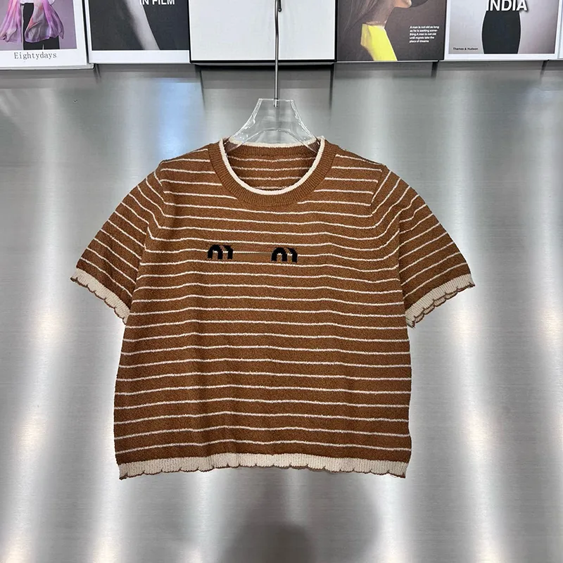 Verão miu t camisa para roupas femininas carta impressão o-pescoço manga curta camiseta femme solto casual colheita topo