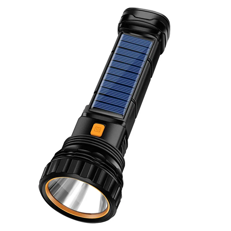 LED Güçlü Işık Güneş El Feneri USB Şarj Edilebilir Taşınabilir Küçük El feneri Açık Süper Parlak