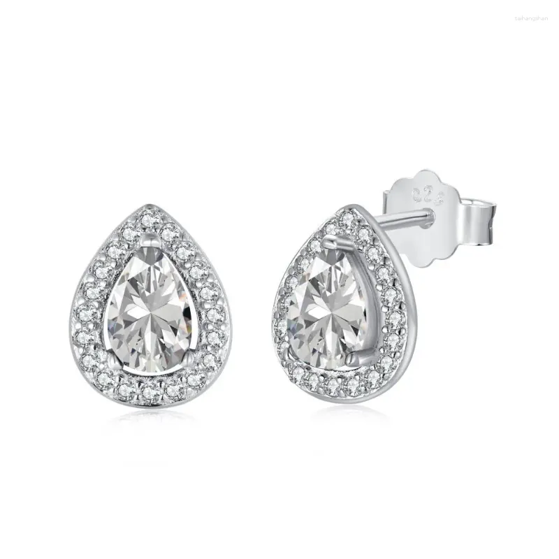 Pendientes de tuerca de plata de ley S925 para mujer, pequeños y de lujo, Retro, elegante, temperamento en forma de pera, gota de agua, circonita, boda