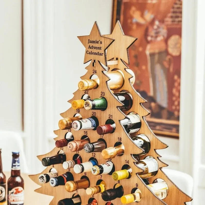 New Christmas Tree-Adult Advent Calendar Holiday Wine Rack Wine and Spirits Gifts Christmas Decoration Home Calendars Decor