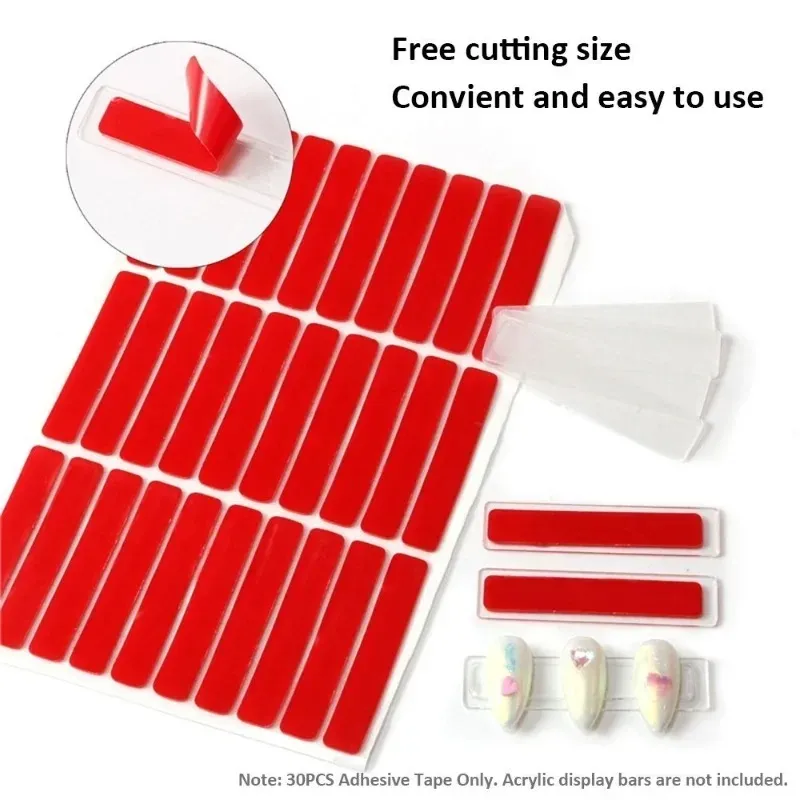 2024 Nagelkonstverktyg Cut-Free Double-Sided Tape Transparent Crystal Stickers Sticker Acrylic Display Strip Nail Kit för nagelkonstverktyg