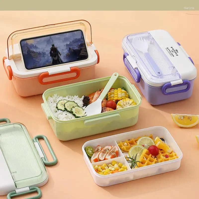 Vaisselle en plastique boîte à déjeuner isolée sans BPA micro-ondes fuite Bento enfants école enfants pour garçons filles conteneur de stockage