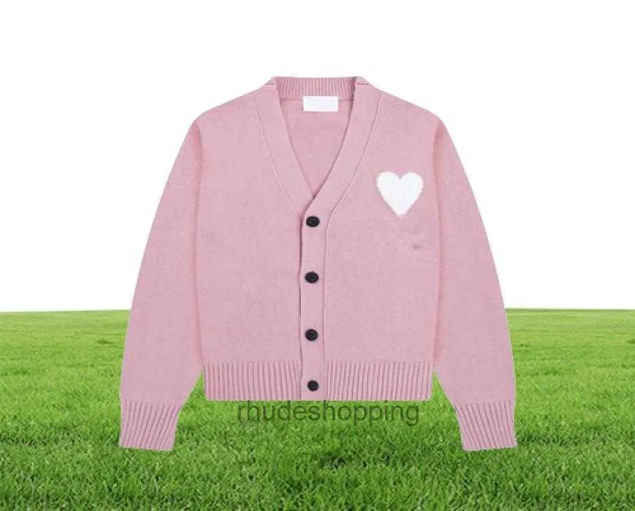 파리 디자이너 Men039S 스웨터 New Amis de Coeur Macaron Love Jacquard Cardigan을위한 Jacquard Cardigan 9653583