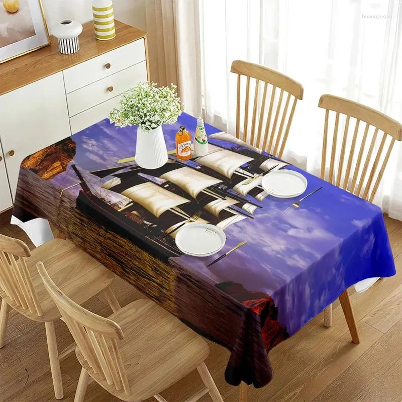 Table Cloth Rectangular Pirate Ship Sea Scenery Storm Theme Decor Tablecloth Living Dining Room Kitchen Party